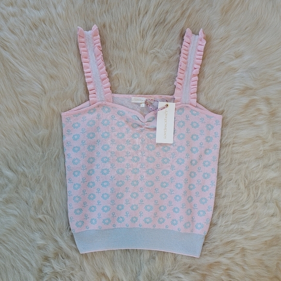 NWT LoveShackFancy Chia Crop Tank Floral Ruffle - Picture 5 of 12
